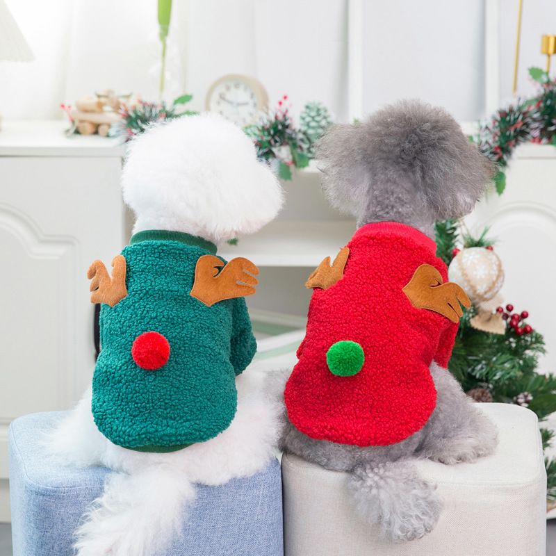 Dogbaby Dog Clothes Fleece Small Breed Christmas Tree 21 Christmas Fawn Legs Velvet-Green XXL V1328-4878337854599