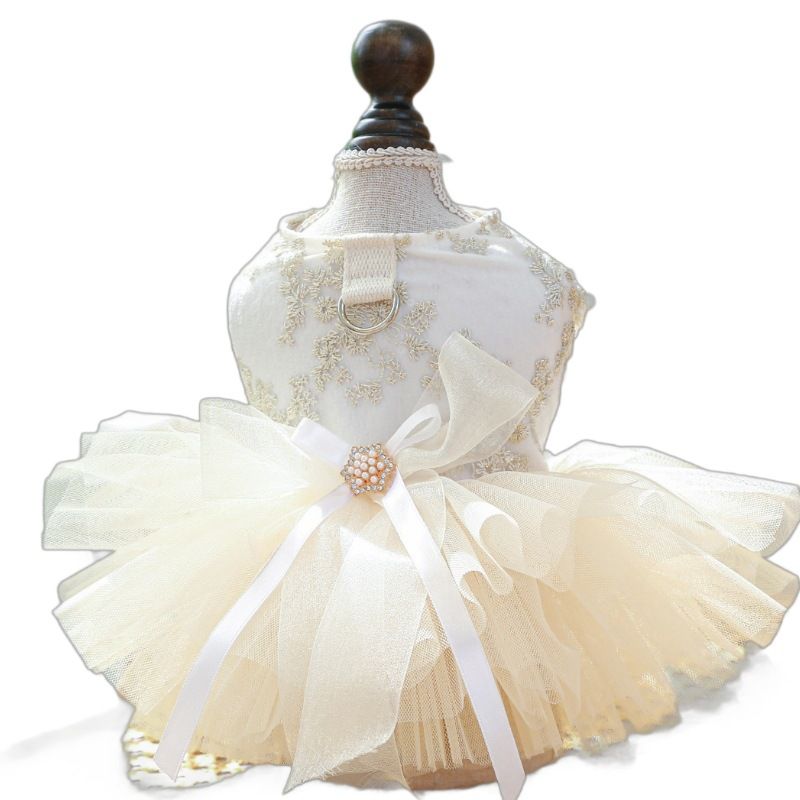 PETCIRCLE Pet Dog Cat Polyester Gauze Skirt Dress Starlight Wedding Dress S-about 2.00 kg-3.00 kg V1328-5005821040250