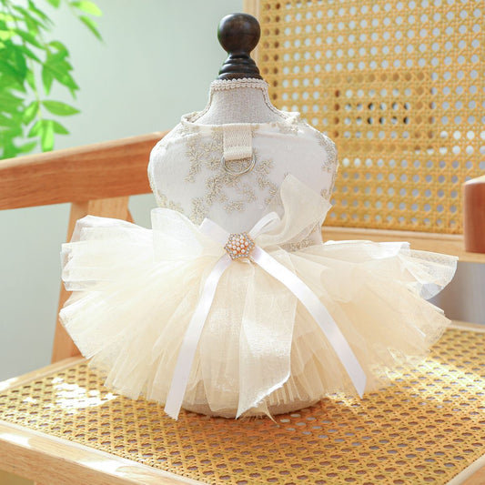 PETCIRCLE Pet Dog Cat Polyester Gauze Skirt Dress Starlight Wedding Dress L-about 5.00 kg-6.00 kg V1328-5005821040252
