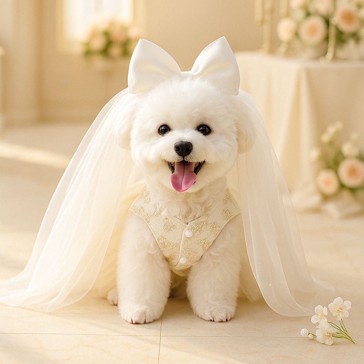 PETCIRCLE Pet Dog Cat Polyester Gauze Skirt Dress Starlight Wedding Dress XL-about 7.00 kg-9.00 kg V1328-5005821040253