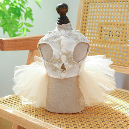 PETCIRCLE Pet Dog Cat Polyester Gauze Skirt Dress Starlight Wedding Dress XL-about 7.00 kg-9.00 kg V1328-5005821040253