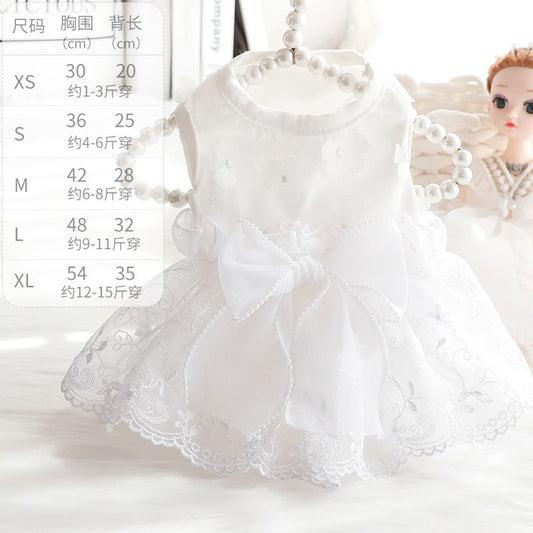 Accope Pet Dress Cotton Princess Style Summer White flowers M V1328-5036765090764