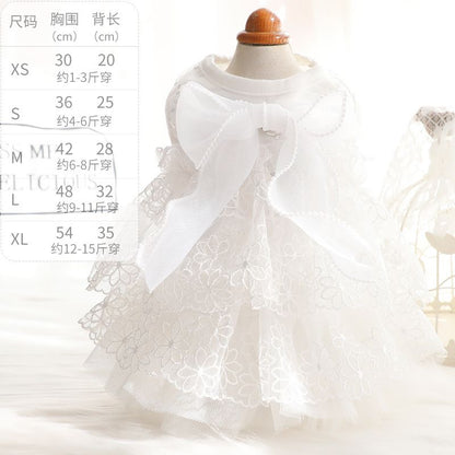 Accope Pet Dress Cotton Princess Style Summer Double-layer embroidery white beads V1328-5036765090770