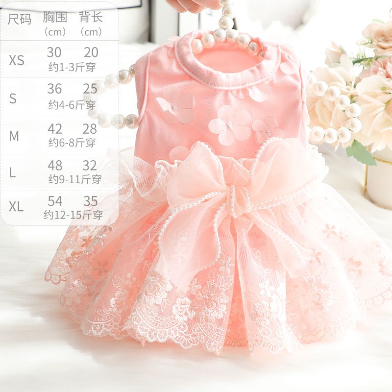 Accope Pet Dress Cotton Princess Style Summer Pink flowers XL V1328-5036765090787