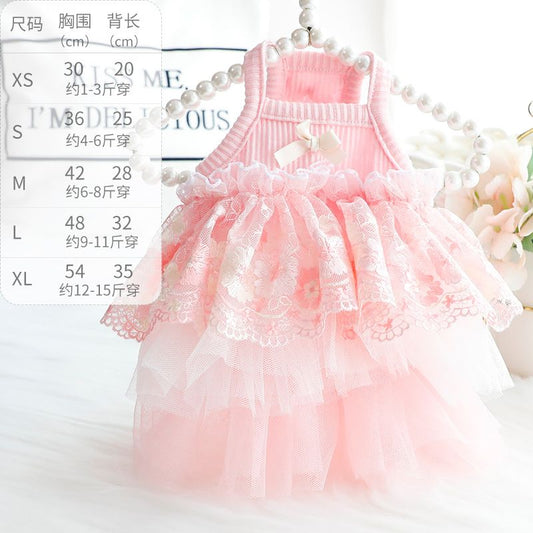 Accope Pet Dress Cotton Princess Style Summer Orange pink XL V1328-5041322410865