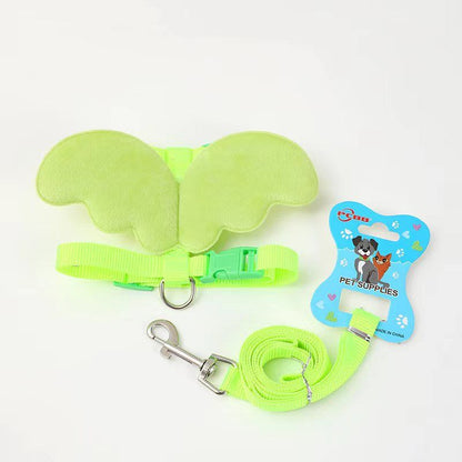Petubei Dog Harness Leash Nylon Angel Wings Green V1328-5059194553039