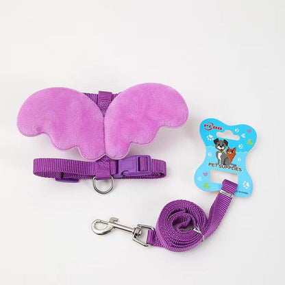 Petubei Dog Harness Leash Nylon Angel Wings Purple S V1328-5059194553049
