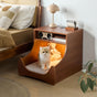 Bedside Table with Wireless Charging Station,LED Nightstand with Open Storage Drawers for Small Cats and Dogs Bed, Cozy Home for Living Room, Bedroom, Office, Sofa Side