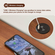 Bedside Table with Wireless Charging Station,LED Nightstand with Open Storage Drawers for Small Cats and Dogs Bed, Cozy Home for Living Room, Bedroom, Office, Sofa Side