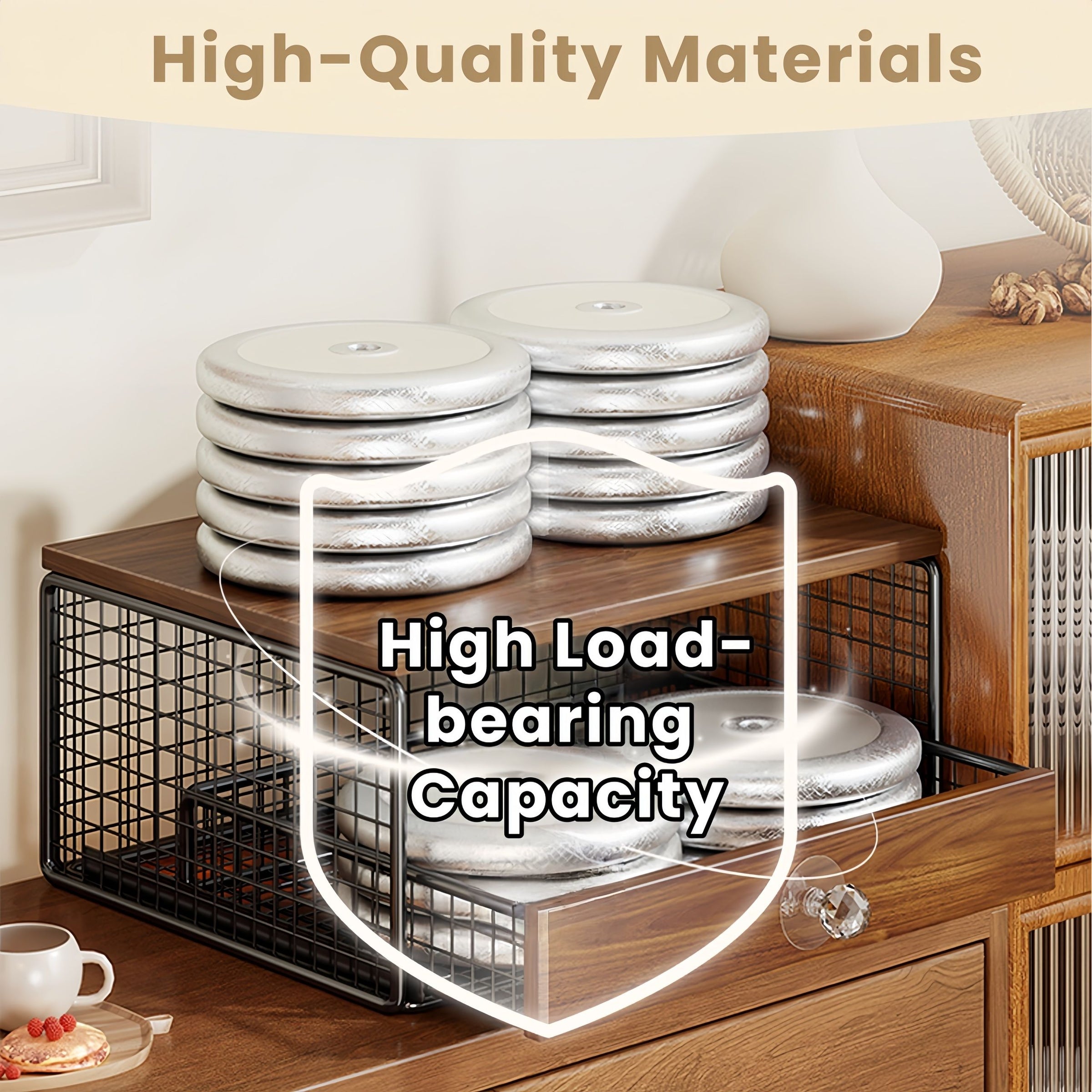 Coffee Machine Stand,Coffee Capsule Storage, Kitchen Counter Organizer with Drawer& Wire Basket, Space Saving V1337-A9-C57U-QV30