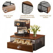 Coffee Machine Stand,Coffee Capsule Storage, Kitchen Counter Organizer with Drawer& Wire Basket, Space Saving V1337-A9-C57U-QV30
