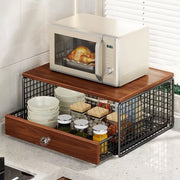 Coffee Machine Stand,Coffee Capsule Storage, Kitchen Counter Organizer with Drawer& Wire Basket, Space Saving V1337-A9-C57U-QV30