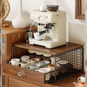 Coffee Machine Stand,Coffee Capsule Storage, Kitchen Counter Organizer with Drawer& Wire Basket, Space Saving V1337-A9-C57U-QV30