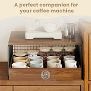 Coffee Machine Stand,Coffee Capsule Storage, Kitchen Counter Organizer with Drawer& Wire Basket, Space Saving V1337-A9-C57U-QV30