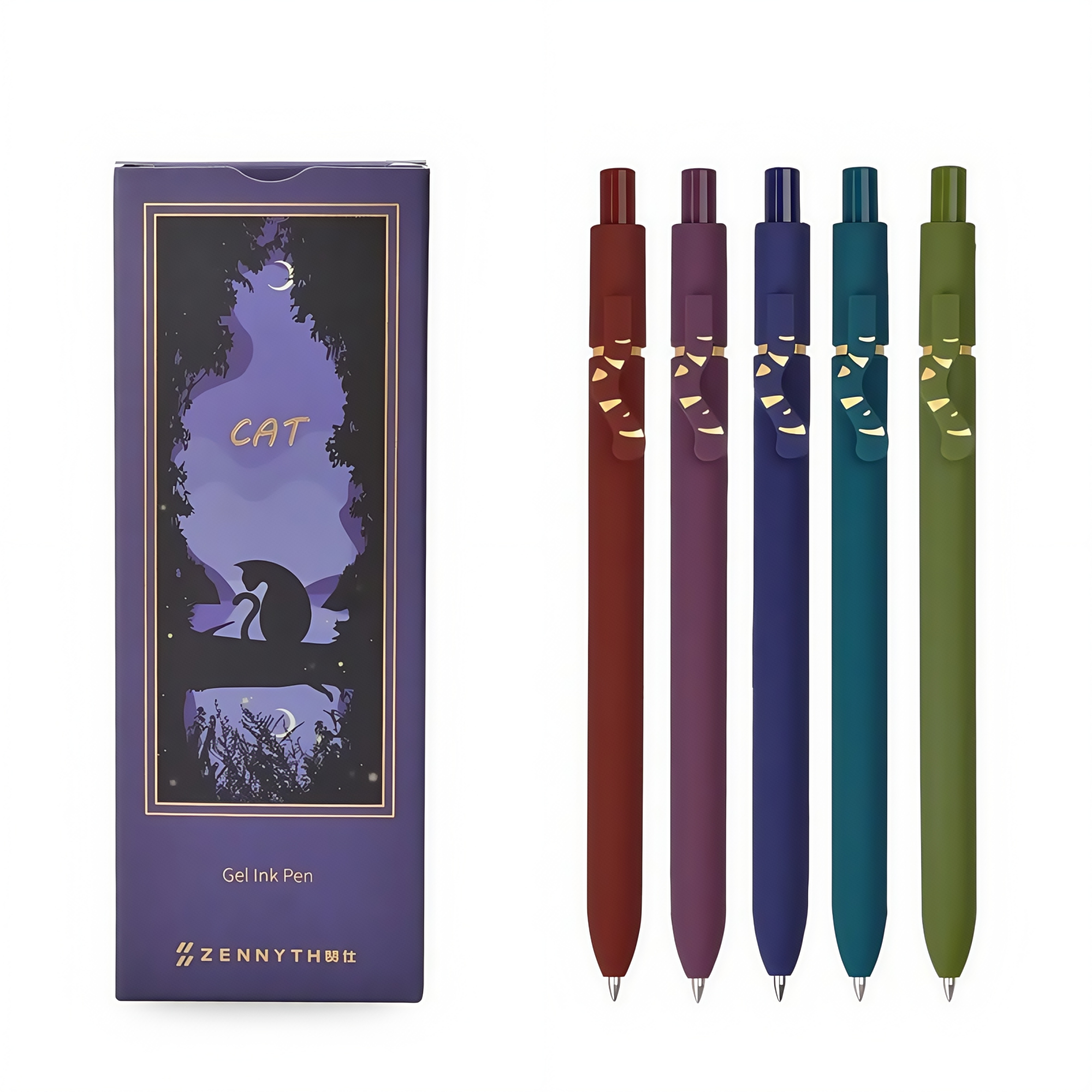 5 Pcs Retractable Gel Pens,0.5mm Ballpoint Black Ink Pens with Cute Cat Tail,Japanese Smooth Writing Fine for Cat Lovers School Office