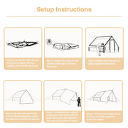 Dark Green Inflatable Camping Tent with Canopy, Large 4-6 Person, Waterproof, Heavy Duty Cabin Glamping Hiking Blow Up Tent with Awning Extension Porch and Air Pump