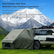Dark Green Inflatable Camping Tent with Canopy, Large 4-6 Person, Waterproof, Heavy Duty Cabin Glamping Hiking Blow Up Tent with Awning Extension Porch and Air Pump