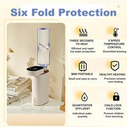 Portable Instant Hot Water Dispenser, 3S Rapid Heating Electric Water Boiler with Adjustable 5 Temperatures, Digital Touch Screen for Home Office Camping Tea, Coffee