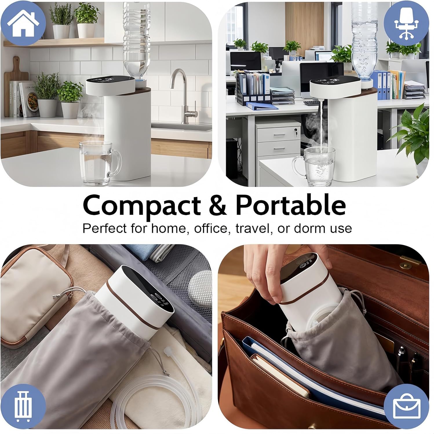 Portable Instant Hot Water Dispenser, 3S Rapid Heating Electric Water Boiler with Adjustable 5 Temperatures, Digital Touch Screen for Home Office Camping Tea, Coffee