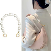 Mini Bag Replacement Thin Shoulder Strap with 2 Adapters for Longchamp,Imitation Pearl Bead Purse Handle Strap Bag Charms Handbag Chain Accessories Decoration for Women