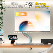 Single Monitor Arm for 17-30 Inch Screens,Height Adjustable Desk Mount Sliver Aluminium Monitor Stand, VESA 75/100mm with C-Clamp/Grommet Base&Gas Spring,Ergonomic Stand for Work/Gaming