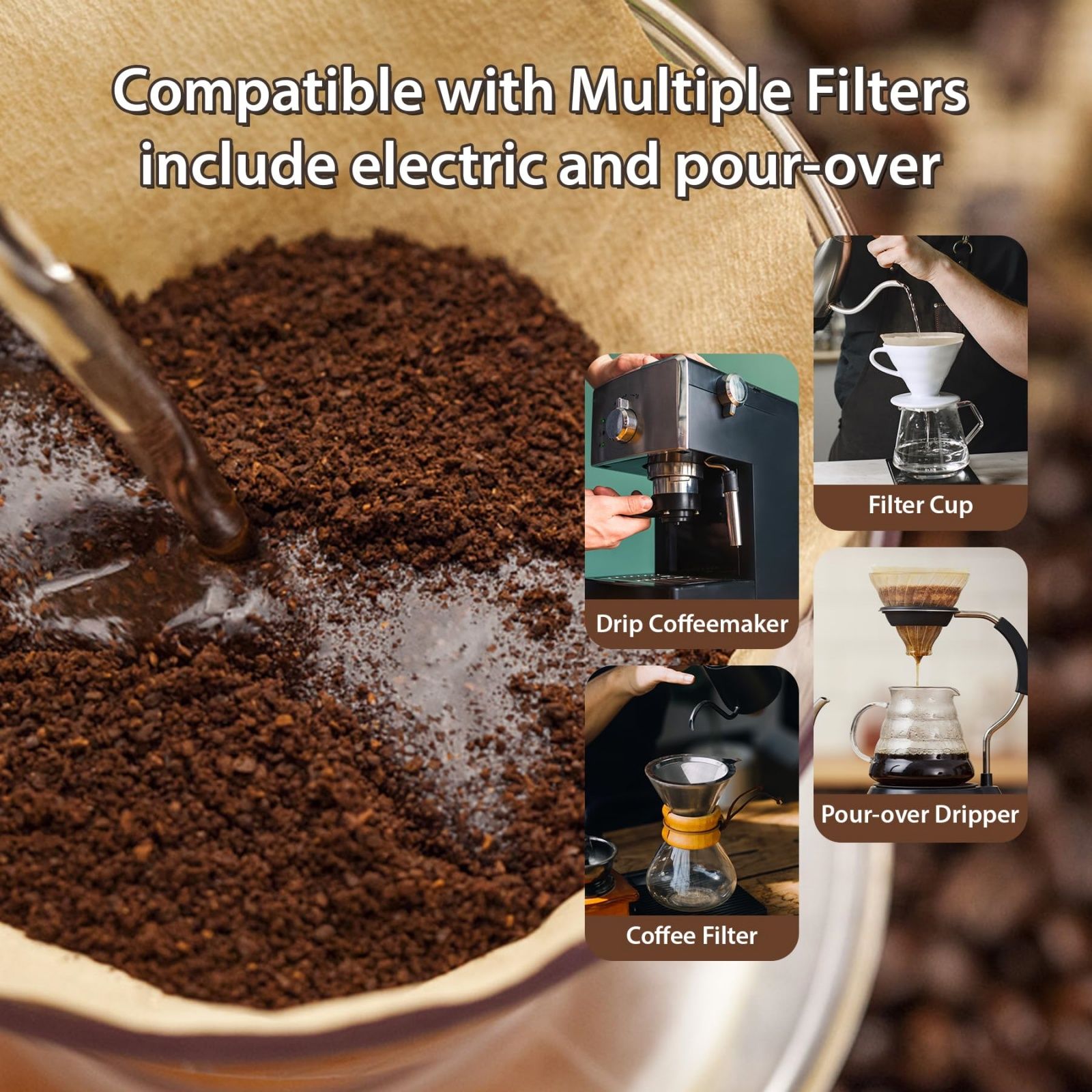 Coffee Filter Paper,100Pcs V60 Cone&50Pcs Hanging Ear Drip, Disposable Natural Unbleached Paper Filters with Pour Over and Drip Coffee Maker