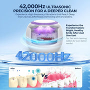 Ultrasonic Retainer Cleaner, 42kHz Portable UV Denture Cleaner for Dentures Aligner Mouth Guard Denture Toothbrush Heads, Jewelry, Glasses with 180ML Capacity