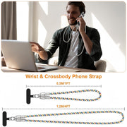 Mobile Phone Lanyard Data Line 2 in 1,PD65W Fast Charging USB-C Data Transfer Cord,Wire Equipped Lock Buckle,Crossbody Phone Wrist Strap Set