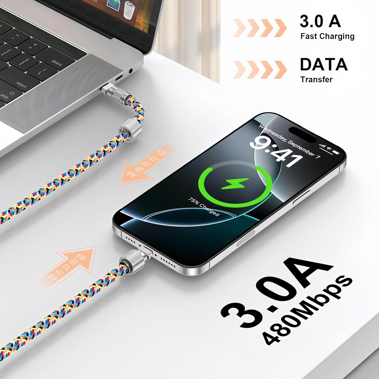 Mobile Phone Lanyard Data Line 2 in 1,PD65W Fast Charging USB-C Data Transfer Cord,Wire Equipped Lock Buckle,Crossbody Phone Wrist Strap Set