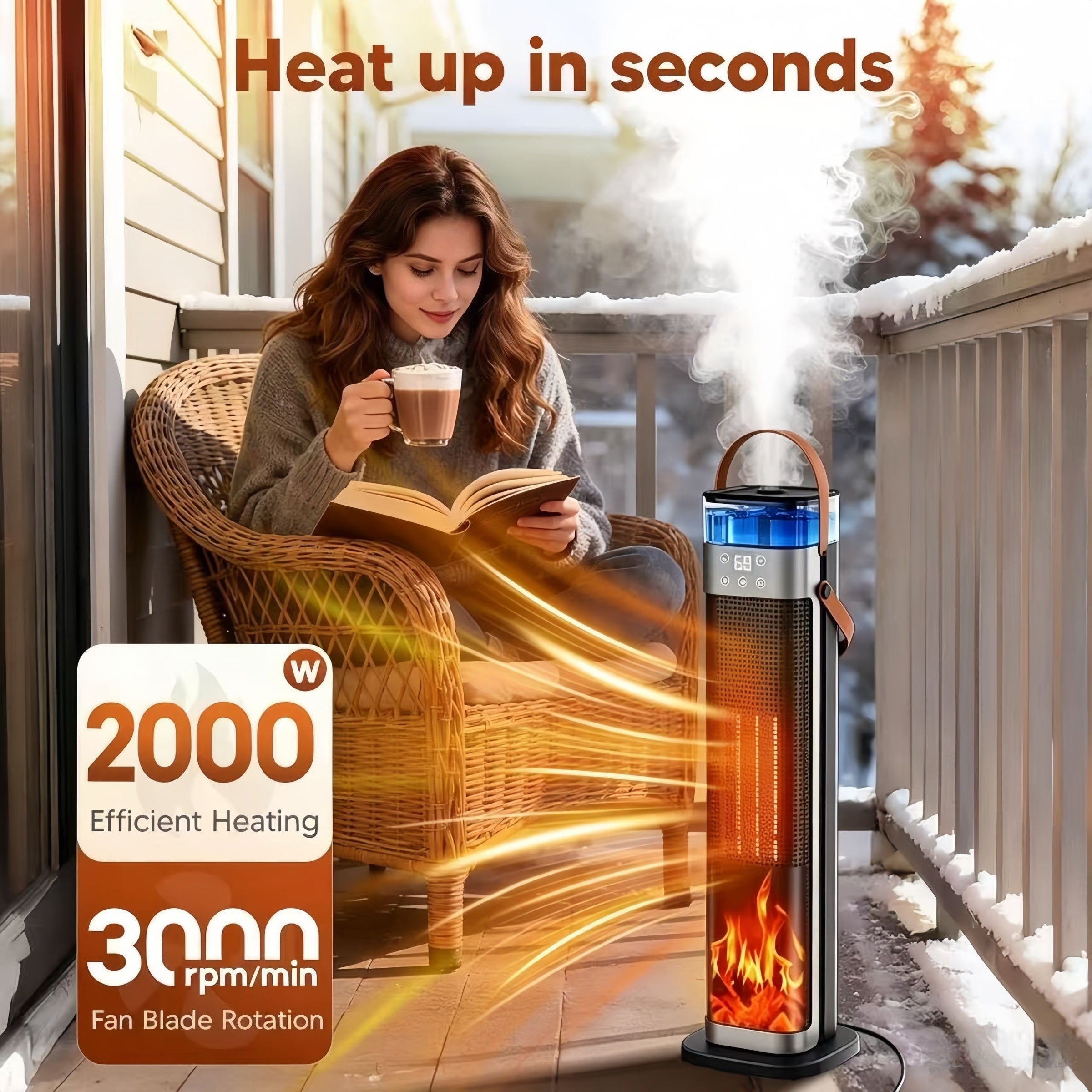 Tower Space Heater with Humidifier V1337-QE-L3EW-NWZB