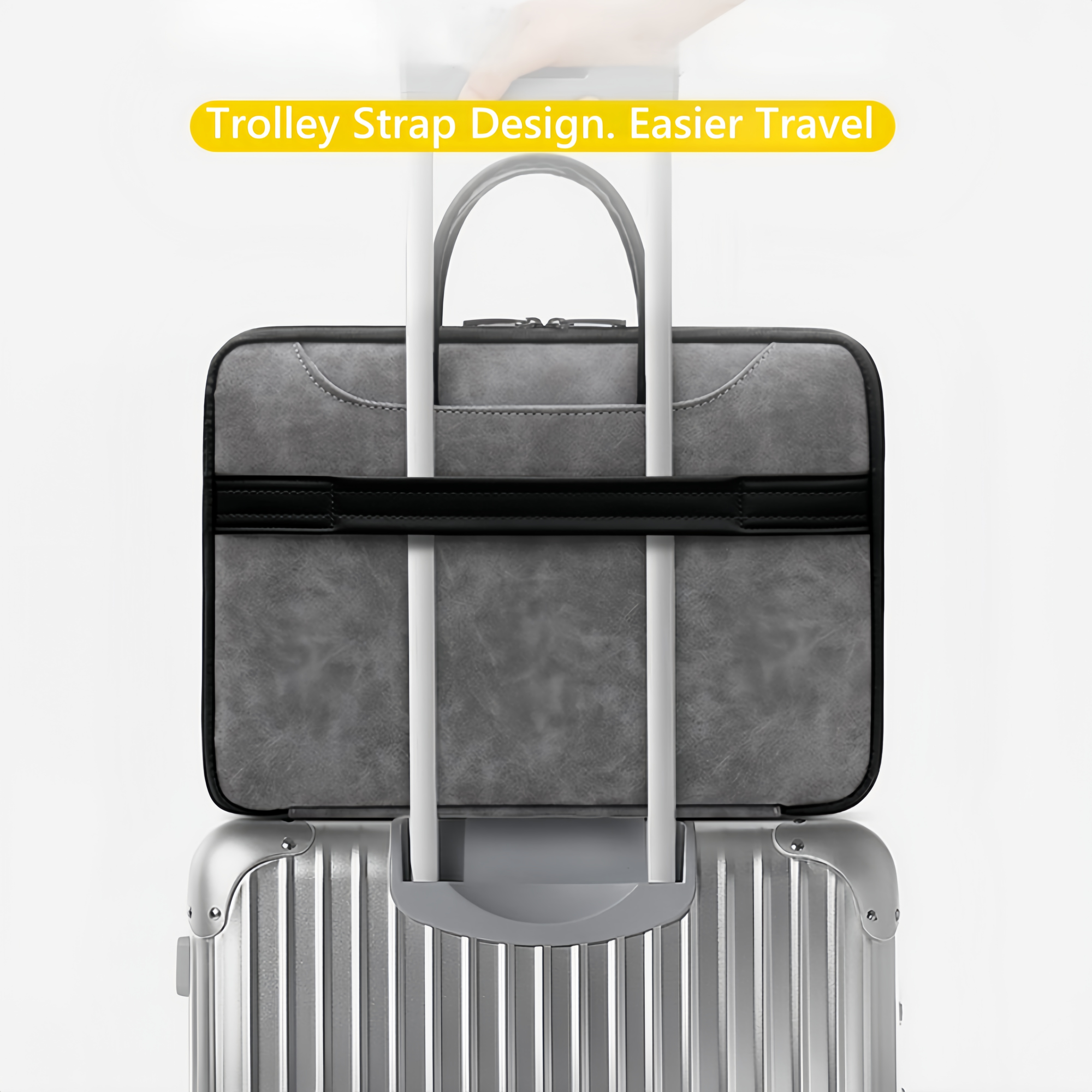 14 Inch PU Leather Laptop Bag, Portable Waterproof Laptop Case, Full Opening and Closing Sleeve Handbag, Briefcase for MacBook Air, Ipad, Business Travel