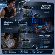 Wireless Earbuds 2 Pairs in 1 Charging Case with LED Display | 40H Total Playtime, Gaming & Music, Mecha Bluetooth Design, Dual Style Earbuds, Couples Earphones