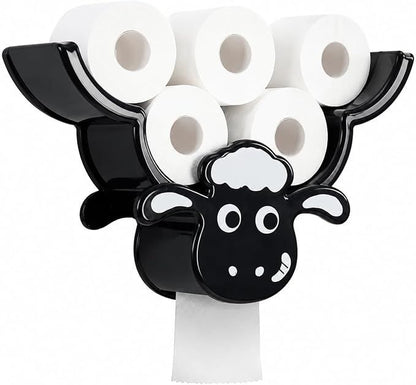 Creative Sheep Toilet Paper Holder, Wall-Mounted Metal Tissue Storage Rack, Punch-Free Easy Installation Paper Towel Holder, Funny Home Decor for Bathroom
