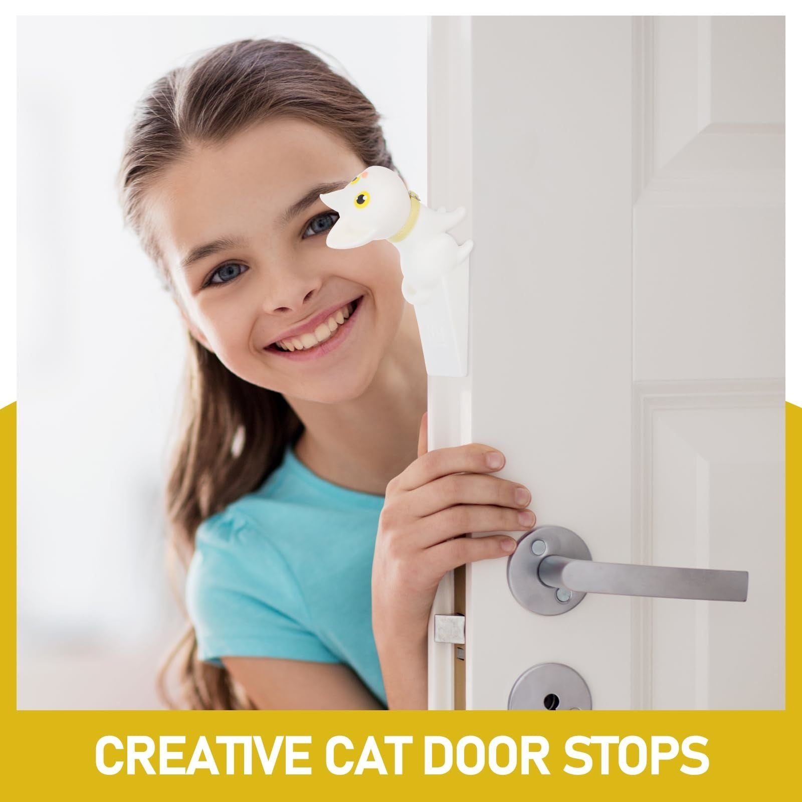 Cat Door Stopper PVC Material Door Wedge, Small Door Stops for Home Decor Non-Slip Wedge Prevents Slamming Doors for Baby and Pet Safety