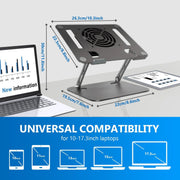 Ergonomic Adjustable Laptop Stand with Cooler,6”Laptops Notebook Alloy Riser Holder Computer Stand Compatible with Dell,Hp,Pad,Air Pro