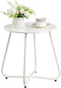 Metal Outdoor Side Table - Round Patio Table, Rust-Resistant Small End Coffee Table for Balcony, Garden, V1338-WAK0051