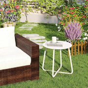 Metal Outdoor Side Table - Round Patio Table, Rust-Resistant Small End Coffee Table for Balcony, Garden, V1338-WAK0051