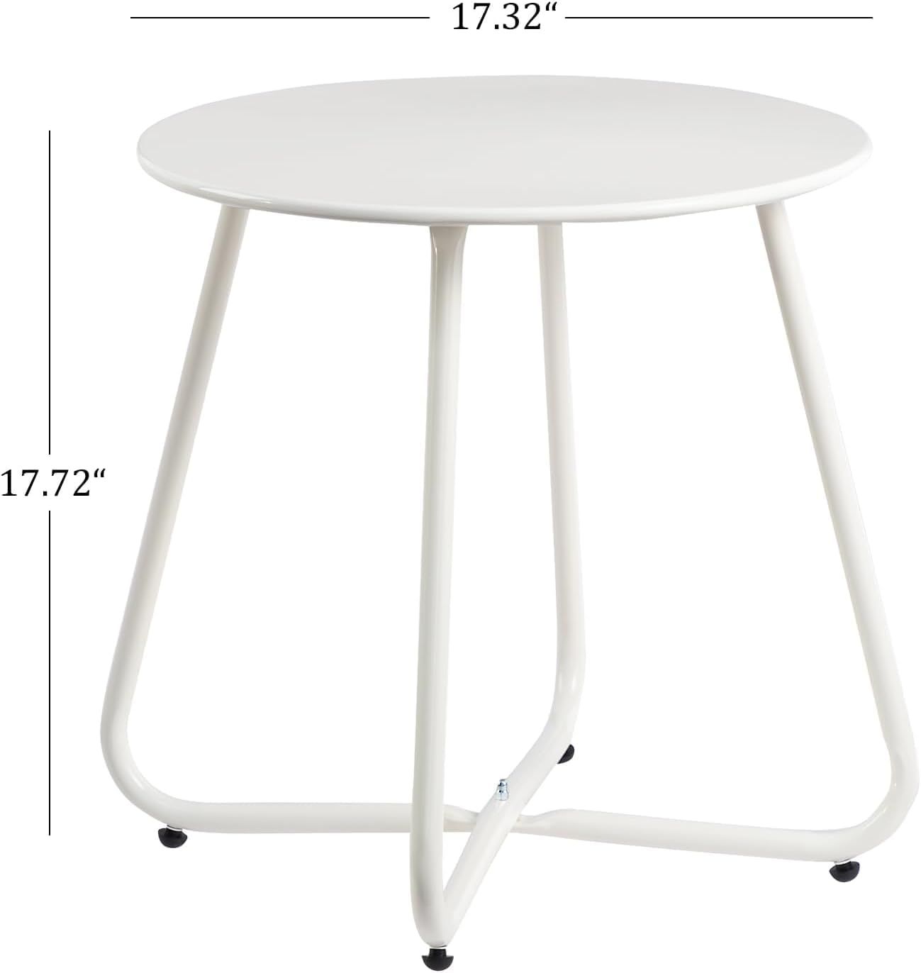 Metal Outdoor Side Table - Round Patio Table, Rust-Resistant Small End Coffee Table for Balcony, Garden, V1338-WAK0051
