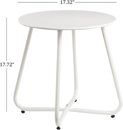Metal Outdoor Side Table - Round Patio Table, Rust-Resistant Small End Coffee Table for Balcony, Garden, V1338-WAK0051
