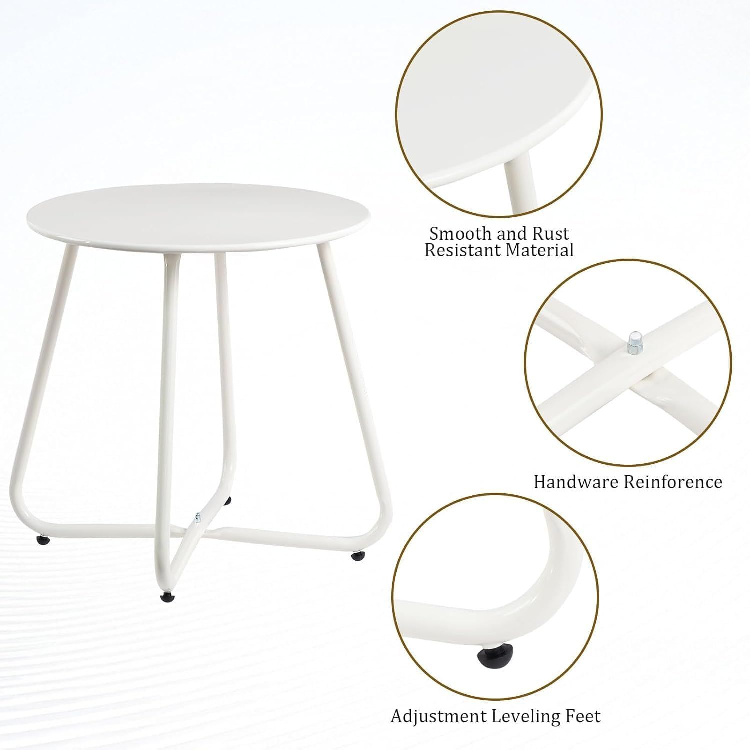 Metal Outdoor Side Table - Round Patio Table, Rust-Resistant Small End Coffee Table for Balcony, Garden, V1338-WAK0051
