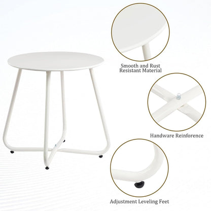 Metal Outdoor Side Table - Round Patio Table, Rust-Resistant Small End Coffee Table for Balcony, Garden, V1338-WAK0051