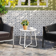 Metal Outdoor Side Table - Round Patio Table, Rust-Resistant Small End Coffee Table for Balcony, Garden, V1338-WAK0051