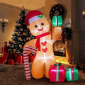 8FT/2.4m Lighted Inflatable Gingerbread Man Christmas Decoration with Candy Cane & Gift Boxes, Outdoor Indoor V1338-WAK0054