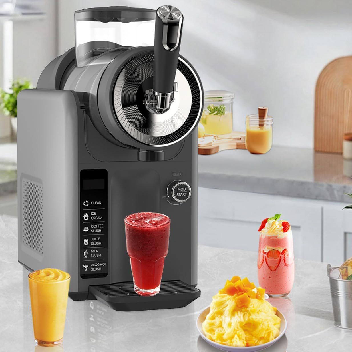 Slushie Machine for Home, No Ice Needed Frozen Drink Maker with 6 Preset Modes, 1.8L Capacity, LED Display, V1338-WAK0059