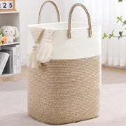 60L Cotton Rope Laundry Hamper Tall Woven Laundry Basket with Handles, Collapsible Clothes Hamper for V1338-WAK0061