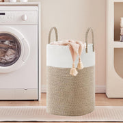60L Cotton Rope Laundry Hamper Tall Woven Laundry Basket with Handles, Collapsible Clothes Hamper for V1338-WAK0061