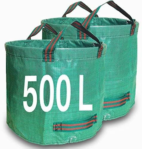 500L Yard Waste Bags 2 Pack, Heavy Duty Garden Waste Bags with Reinforced Handles, Large Reusable Leaf Bags V1338-WAK0066