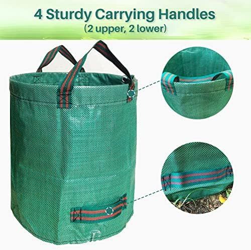 500L Yard Waste Bags 2 Pack, Heavy Duty Garden Waste Bags with Reinforced Handles, Large Reusable Leaf Bags V1338-WAK0066