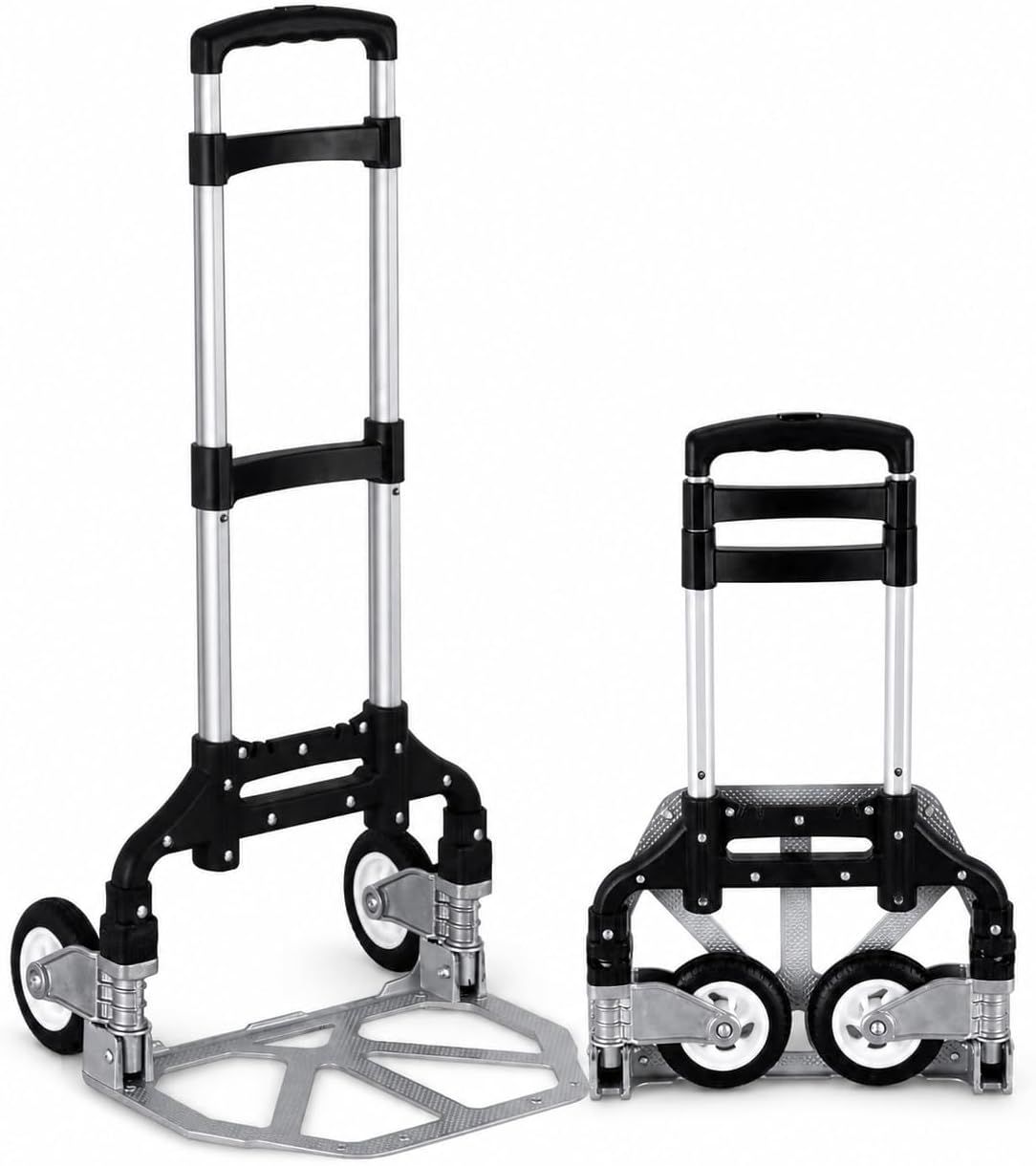 Folding Hand Truck, 1 Pack Portable Dolly Cart with Telescoping Handle, Lightweight Aluminum Alloy Foldable V1338-WAK0073