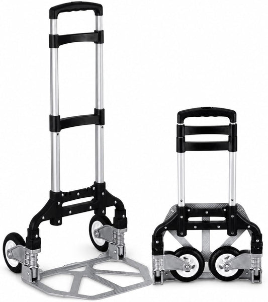 Folding Hand Truck, 1 Pack Portable Dolly Cart with Telescoping Handle, Lightweight Aluminum Alloy Foldable V1338-WAK0073